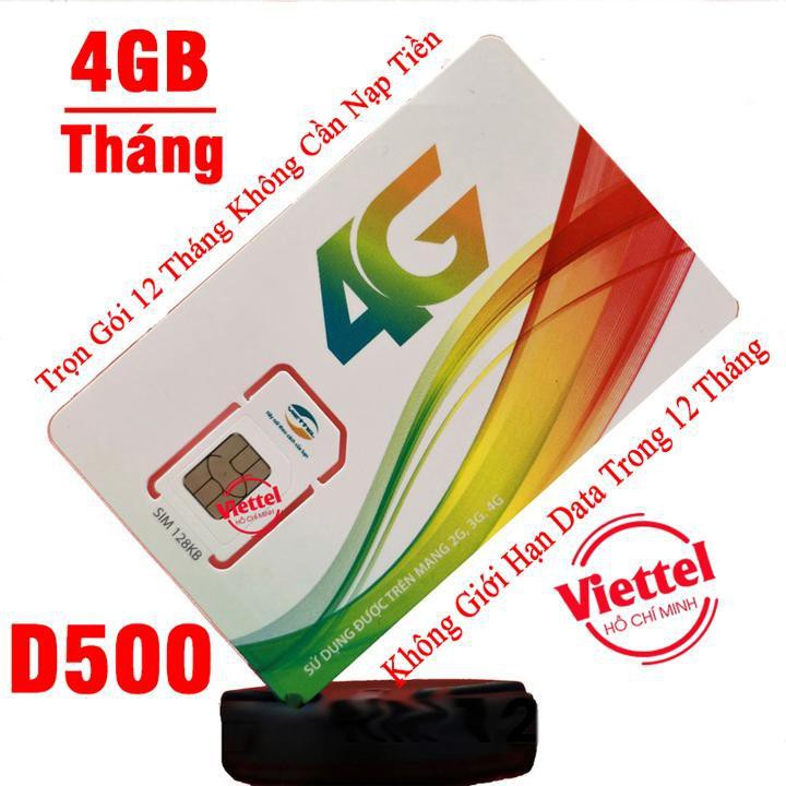 Sim Viettel D500 Max Băng Thông Dùng Miễn Phí trong 12 tháng