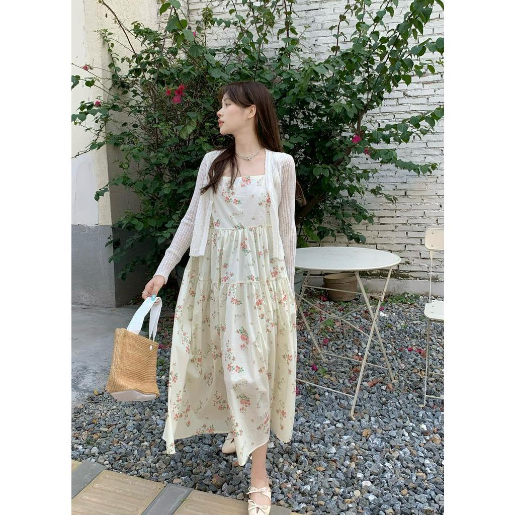 Đầm Hai Dây Họa Tiết Hoa Xinh Xắn Thời Trang Mùa Hè Cho Nữ