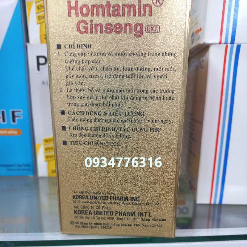 Homtamin Korea nhập khẩu chính hãng có sâm hộp 12 vỉ x 5 viên