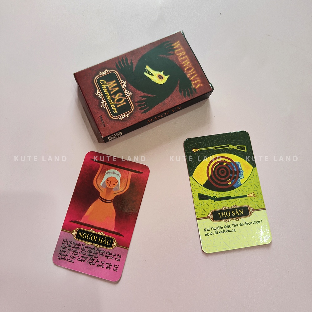 Bộ Bài Ma Sói Characters Board Game 20 lá dành cho 7 đến 20 người chơi chất liệu cứng dày gọn gàng mang theo K-MSCH