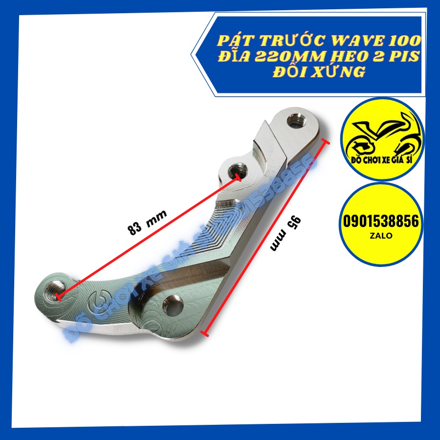 Pát trước xe WAVE 100, DREAM  đĩa 220 Heo Nissin, Fando , Adelin 2 pis đỗi xứng Làm bằng nhôm CNC nguyên khối