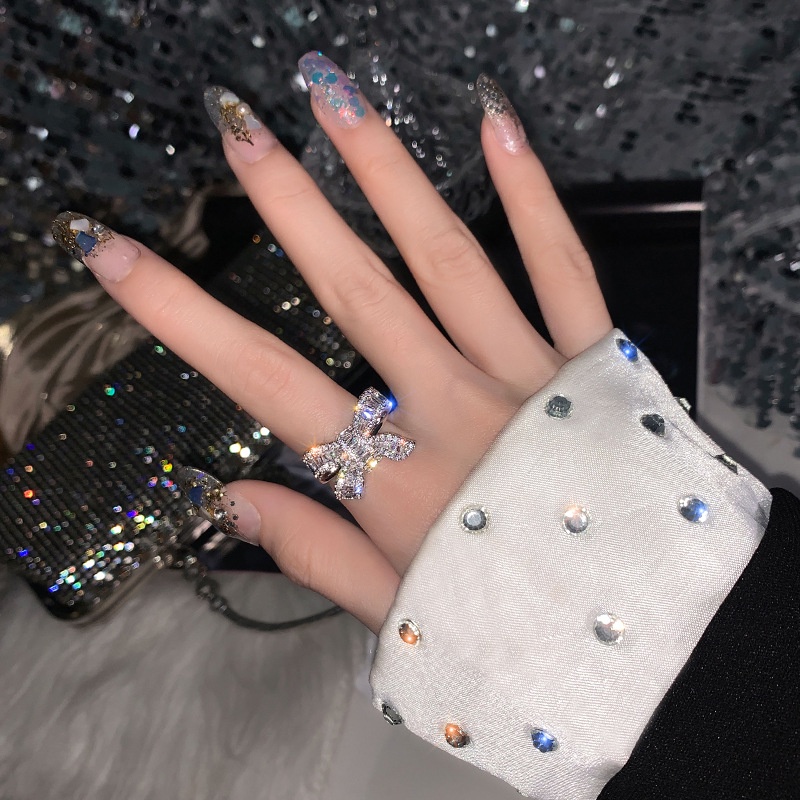 Nhẫn Hở Hình Nơ Đính Đá Dễ Thương