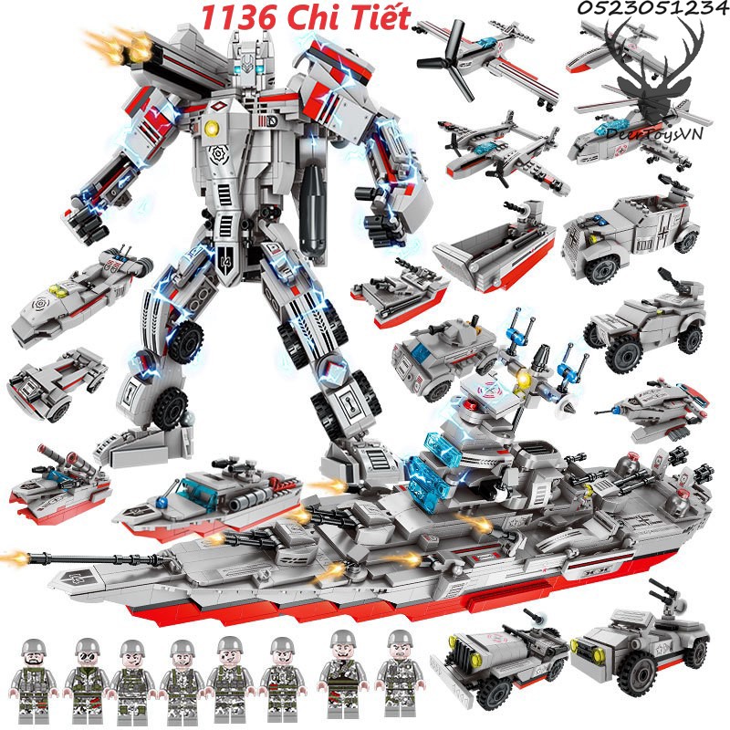 [1136CT-Hộp Giấy] BỘ ĐỒ CHƠI XẾP HÌNH LEGO Chiến Hạm, LEGO OTO, LEGO ROBOT,LEGO TÀU CHIẾN,LEGO XE SWAT,LEGO TÀU SÂN Bay