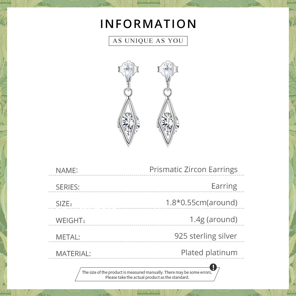 Khuyên tai BAMOER bạc 925 đính đá zircon thời trang với nhiều kiểu tuỳ chọn