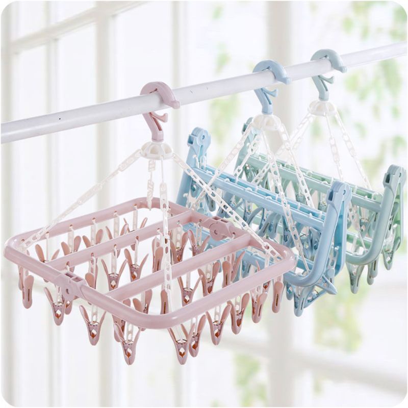 Dây Phơi Quần Áo / Đồ Lót 32 Kẹp Có Thể Gấp Gọn Tiện Dụng