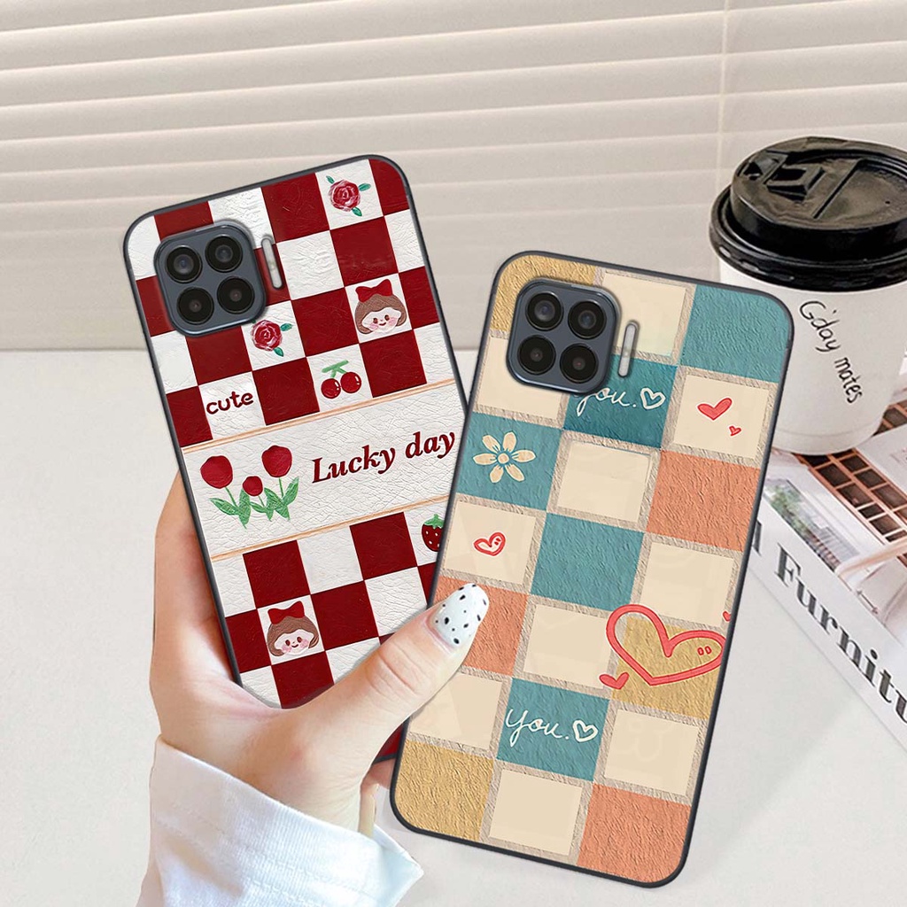 Ốp Oppo A73 / A93 caro trái tim cá tính, thời trang siêu đẹp, siêu phong cách