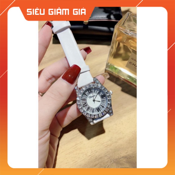 Đồng hồ DIMINI dây da mềm thiết kế đính đá kim cương nhân tạo sang trọng đeo cực sáng tay và nổi bật - tặng kèm pin hộpà