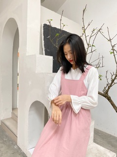 Set váy yếm kèm sơmi - chất thô