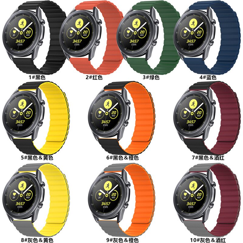 Dây đeo đồng hồ thông minh bằng da từ tính 20mm 22mm cho Huawei Watch Gt 2 Samsung Galaxy Active 2