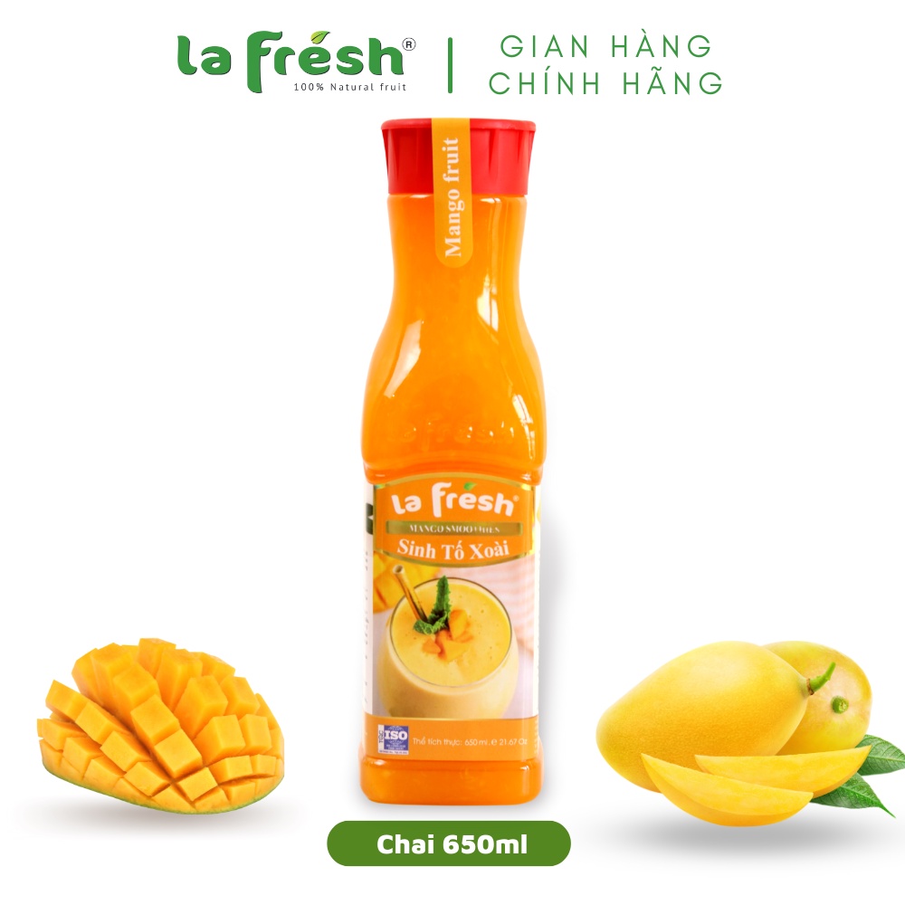 Sinh Tố Xoài Lafresh Đà Lạt Chai 650ml - Chuyên Dùng Pha Chế