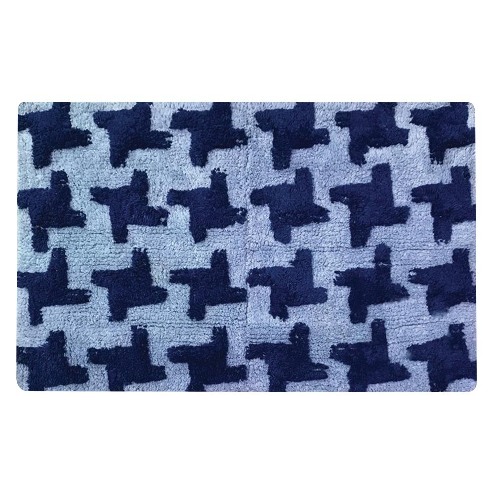 HomeBase ME LIVING Thảm trải sàn bằng cotton có lớp chống trượt SS/SI-3131 W45XH70xD1cm màu xanh dương