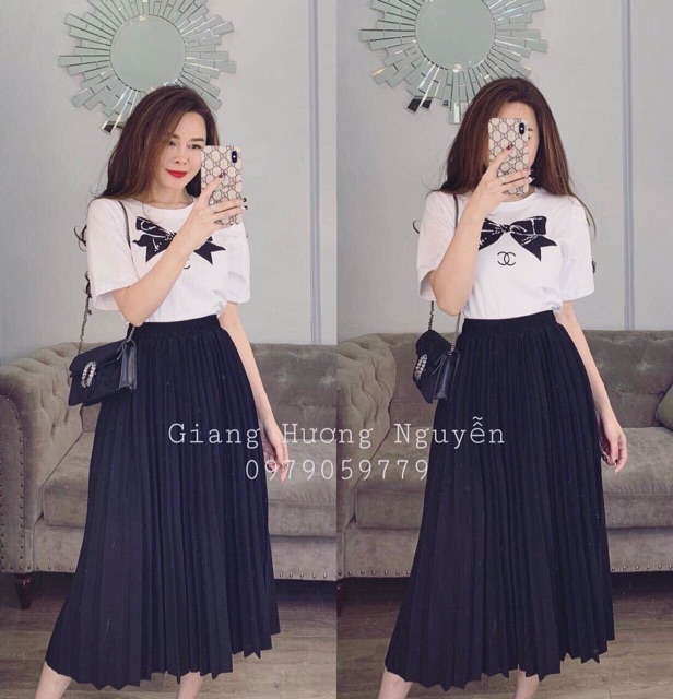 CHÂN VÁY ĐEN XẾP LY HÀNG ĐẸP | BigBuy360 - bigbuy360.vn