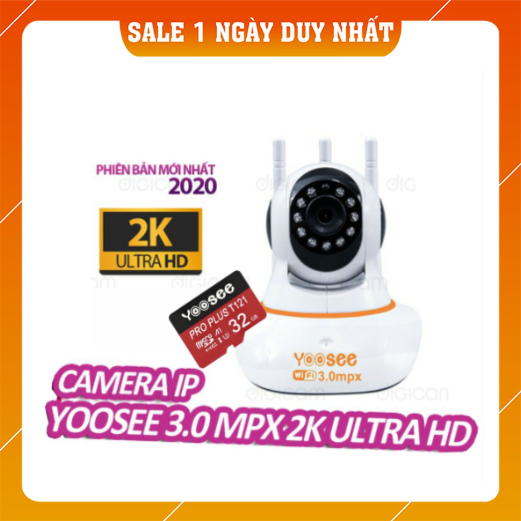 Camera ip Yoosee 3 râu 3.0 HD 2K - Kèm thẻ 32Gb | BigBuy360 - bigbuy360.vn