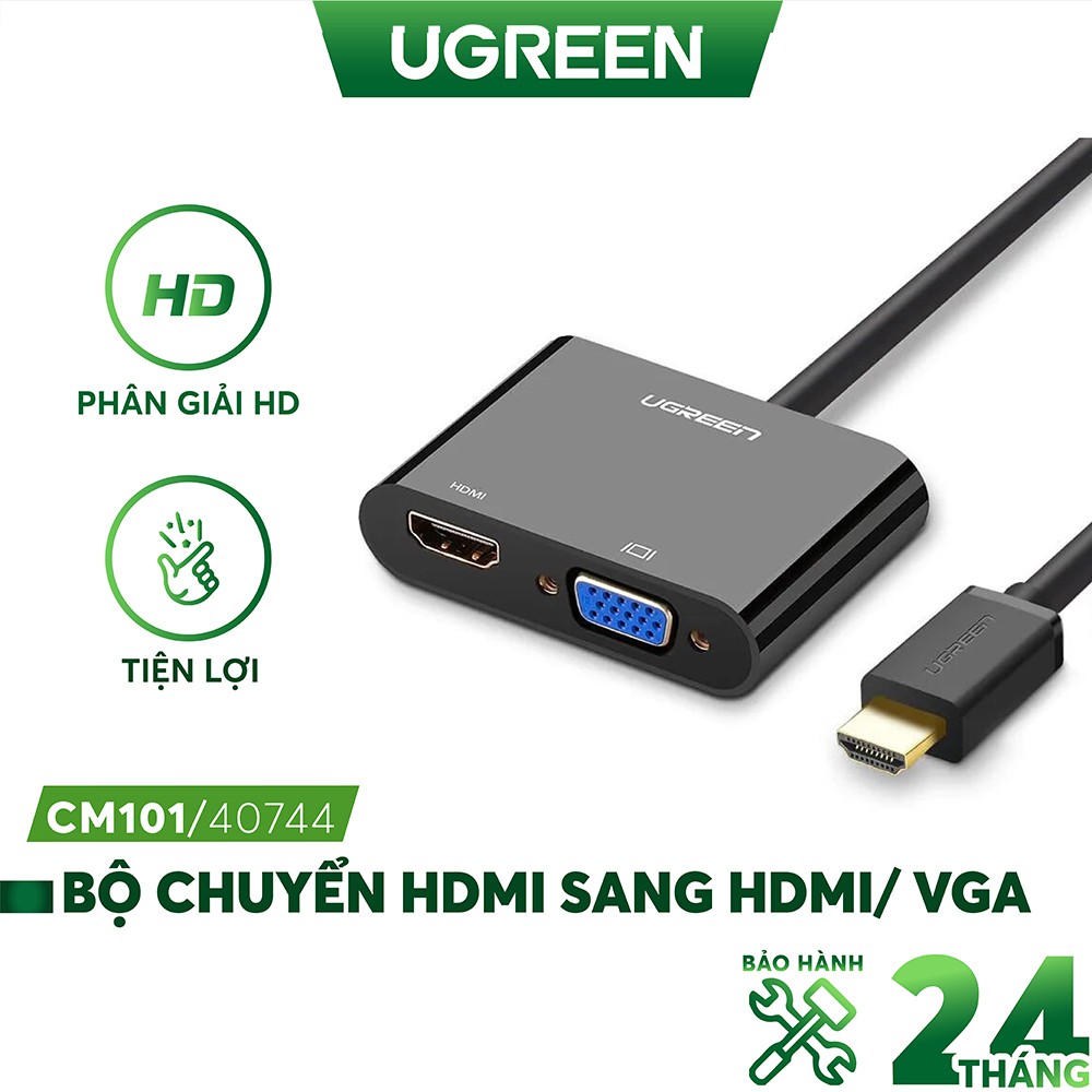 Bộ chuyển đổi HDMI sang HDMI/VGA (hỗ trợ nguồn 5V + Audio 3.5) 30cm UGREEN CM101 40744