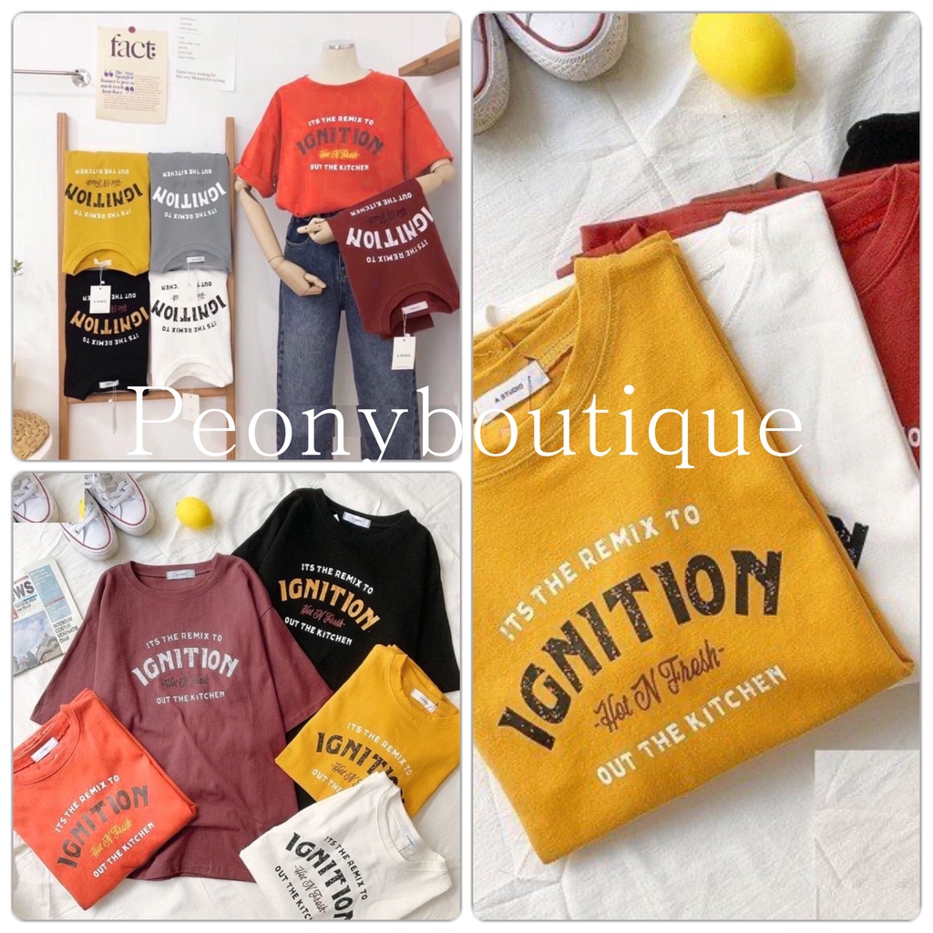 Áo Thun Ignition Form Rộng PEONYB Nữ  🌸 Phông tay lỡ in hình vintage phong cách 3158 đẹp hàn quốc Ulzzang 🌸
