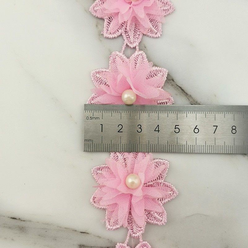 Cuộn vải ren 17 bông hoa 4 màu 5cm dùng để trang trí quần áo DIY dễ thương