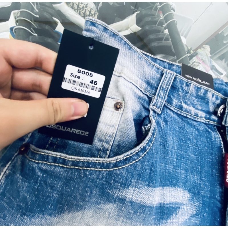 Quần short  DSQ thời trang nam, Quần bò ngố họa tiết phối mầu xanh btshop từ 45 đến 75kg