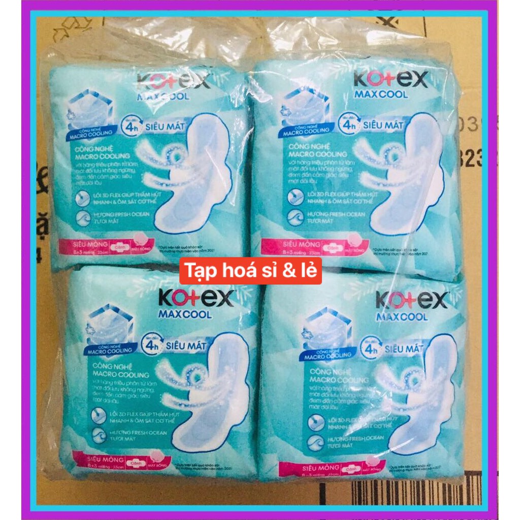 8 gói Băng vệ sinh Kotex thảo dược max cool siêu mỏng cánh gói 8 miếng tặng