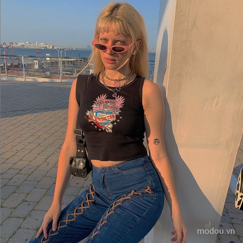 Áo Croptop Sát Nách Hoạ Tiết In 4ewx