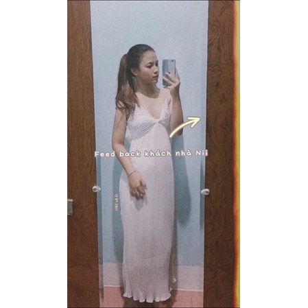 [ Mẫu mới ] Đầm maxi hai dây xếp ly xoắn ngực | BigBuy360 - bigbuy360.vn