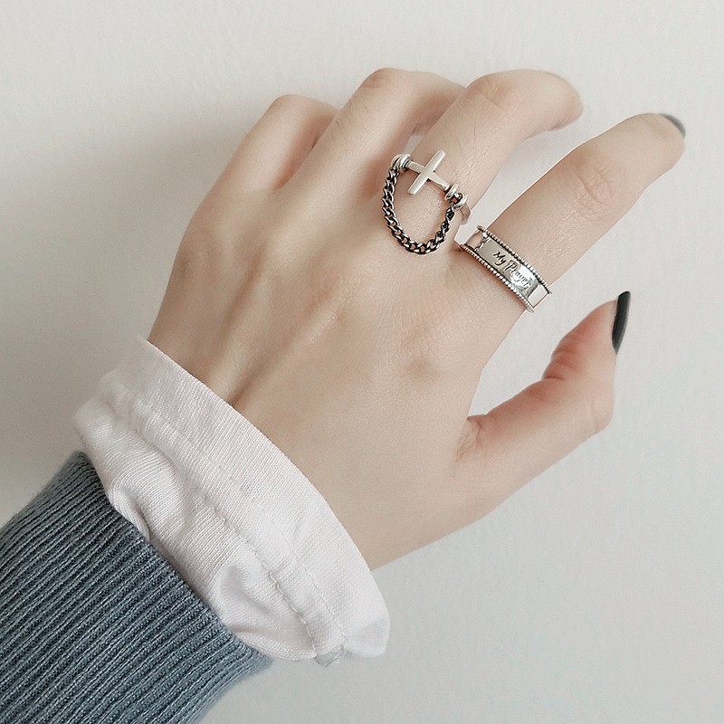 Nhẫn phối dây xích thời trang Hàn Quốc B754