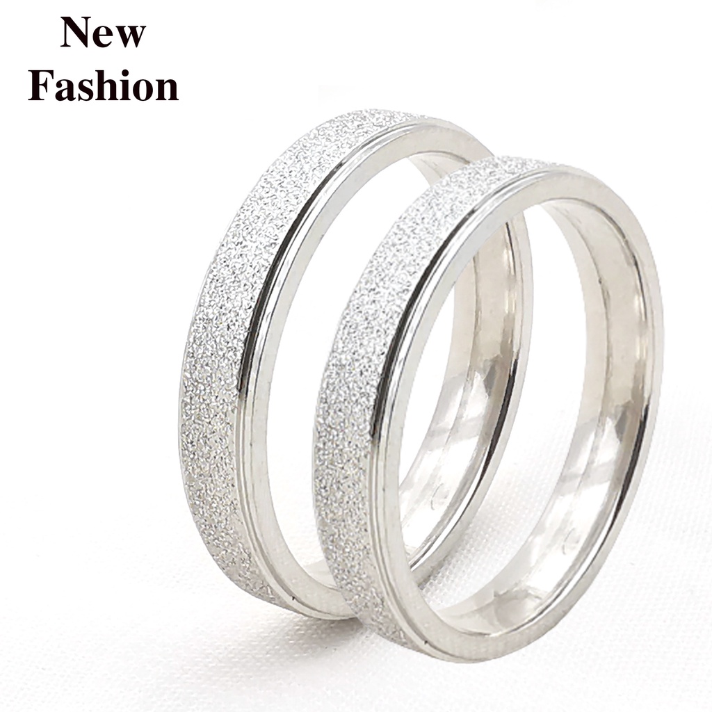 01 chiếc Nhẫn cặp đôi inox phun cát màu trắng siêu đẹp, tặng hộp đựng xinh xắn, quà tặng ý nghĩa cho người yêu