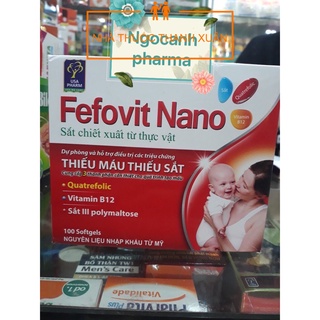 Viên bổ sung sắt Fefovit Nano cho trường hợp thiếu máu, thiếu sắt.(Hộp 100 viên)