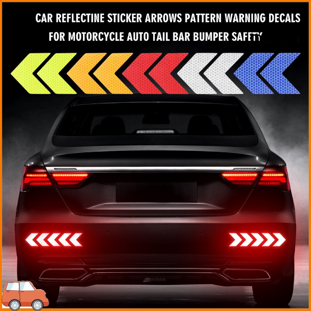 Set 10 miếng dán phản quang tự dính bảo vệ thân xe hơi nhiều màu sắc