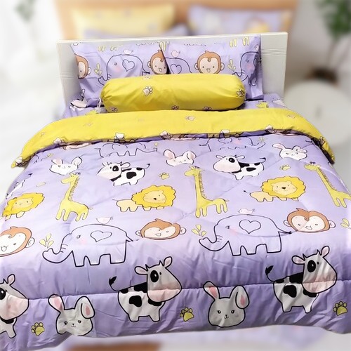 Bộ Chăn Ga Giường Accasa 03-05 Món Cotton Poly Lifestyle Fantastic Zoo 550 Sợi Chống Phai Nhăn Xù Lông Malaysia