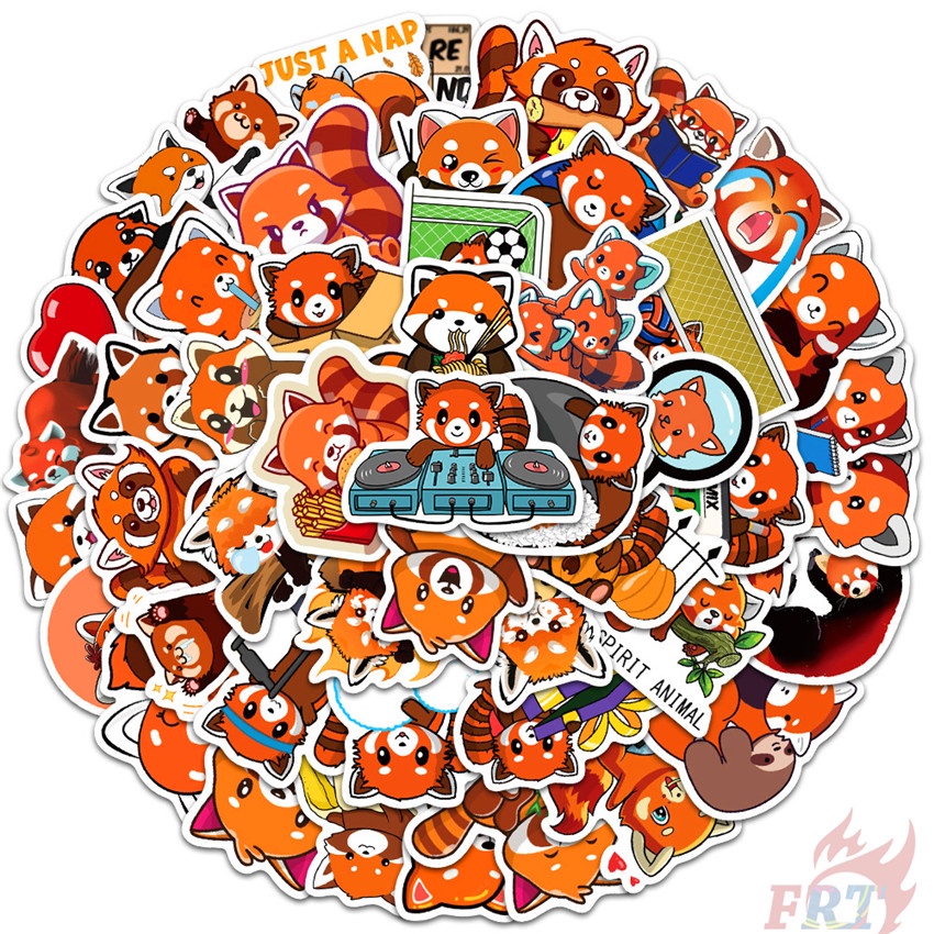 Bộ 50 Cái ❉ Miếng Dán Trang Trí Hình Gấu Trúc Đỏ Đáng Yêu Q 01 ❉ Sticker Dán Tường Chống Thấm Nước Thời Trang