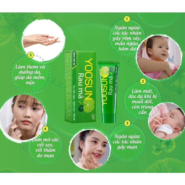 Yoosun Rau má, ngừa rôm sảy, mẩn ngứa, hăm tã, muỗi đốt cho bé, kem ngừa sẹo mụn giảm thâm từ thảo dược