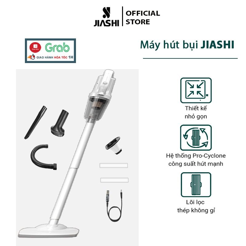 Máy hút bụi cầm tay mini JIASHI hút bụi giường, ô tô không dây lực hút 12000PA hút liên tục 20 phút Full p