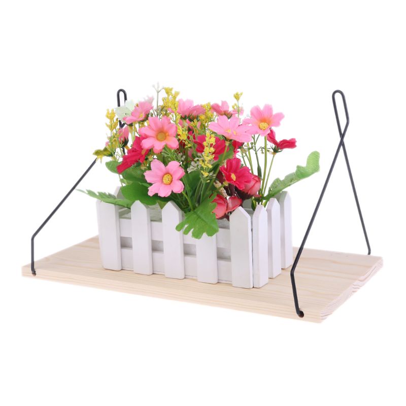 Kệ để sách vở/chậu hoa bằng chất liệu gỗ treo tường trang trí nhà cửa