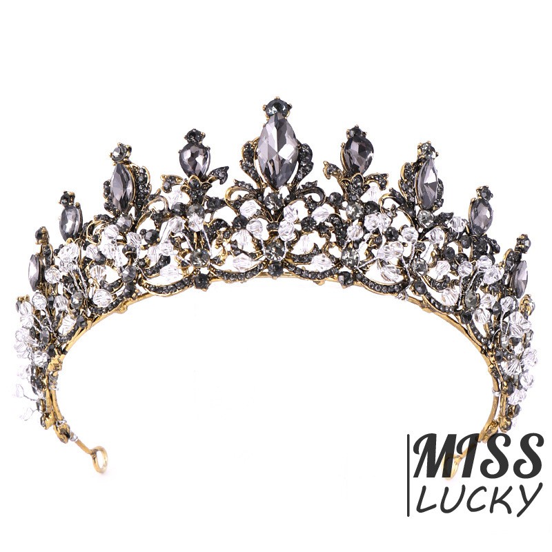 Vương miện cài tóc cô dâu đính đá pha lê sang trọng