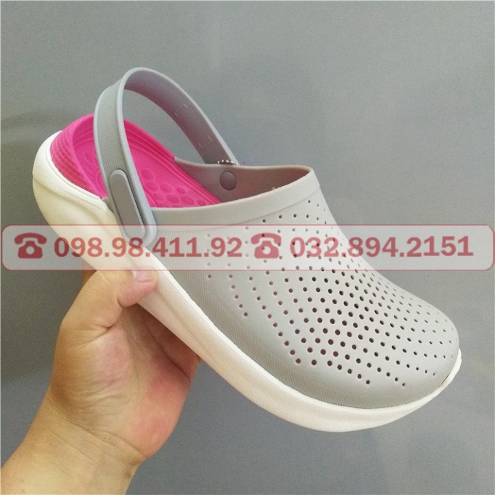 Giàydép Cross quai ngang bít đầu màu xám đế lót hồng size 35 36 37 38 39 40 41 42