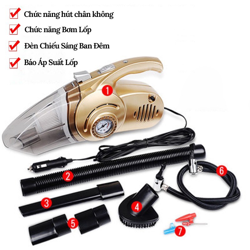 Máy hút bụi ô tô - Máy hút bụi ô tô kiêm bơm lốp VER3 ( TẶNG KÈM BỘT RỬA XE)
