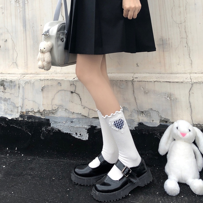 Xixi Vớ Cotton In Họa Tiết Trái Tim 3D Phối Ren Phong Cách Nhật Hàn Xinh Xắn Cho Nữ