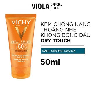 Kem chống nắng da mặt Vichy Ideal Soleil Mattifying Face Fluid Dry Touch SPF50 không gây nhờn rít 50ml