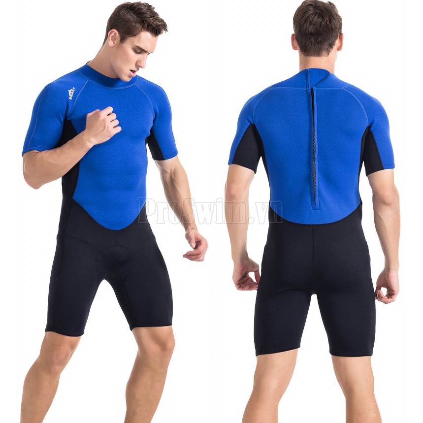 Bộ Bơi Liền Giữ Nhiệt (Wetsuit) Sbart Xanh Đen - Dài Tới Gối Dày 2mm