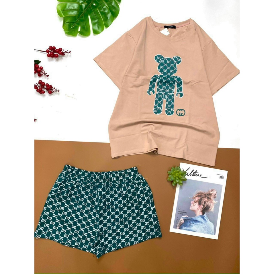 ❤️CÓ BIGSIZE TOI 85KG❤️ Đồ bộ nữ quần đùi thun cotton co giãn Set đồ bộ nữ đồ mặc nhà dễ thương bigsize B01