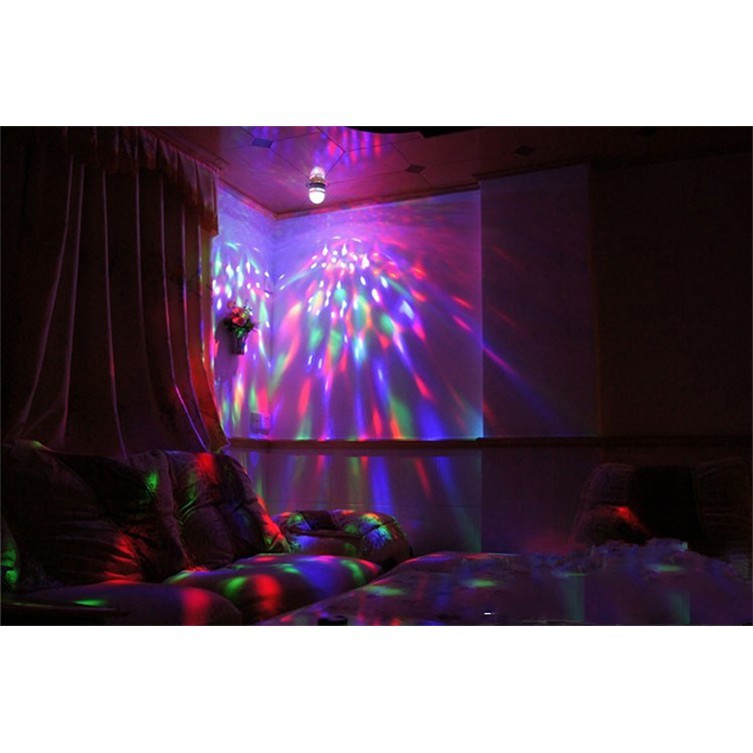 [Tổng Kho Sỉ] Bóng Đèn Led Vũ Trường Gia Đình Xoay 360 Độ Đui Tròn - 7 Màu Cá Tính - Karaoke Tại Nhà