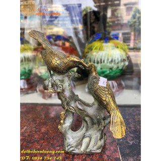 Chim uyên ương bằng đồng phong thủy - đôi chim uyên ương đậu cành cây - linh vật phong thủy