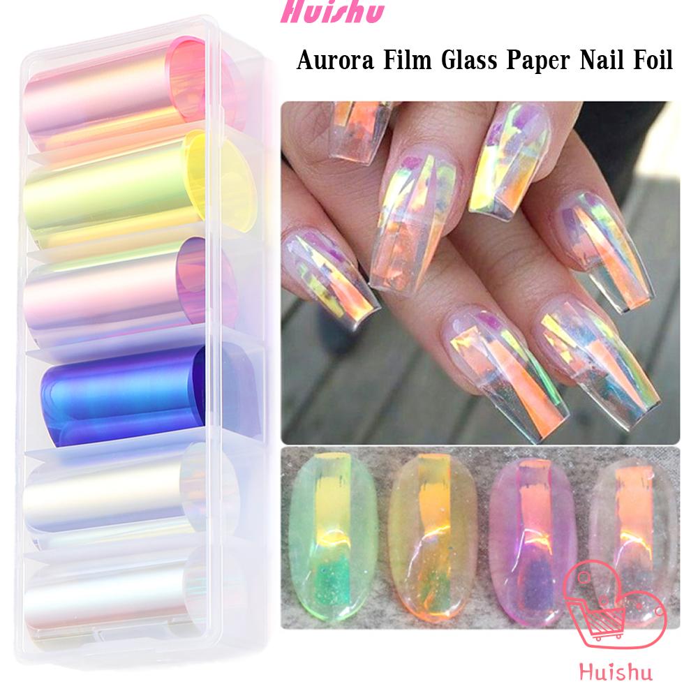 Miếng Dán Trang Trí Móng Tay Mặt Kính Hình Holographic DIY