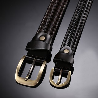 Thắt lưng da đan thủ công thiết kế đục lỗ thoáng khí thời trang cho nam
