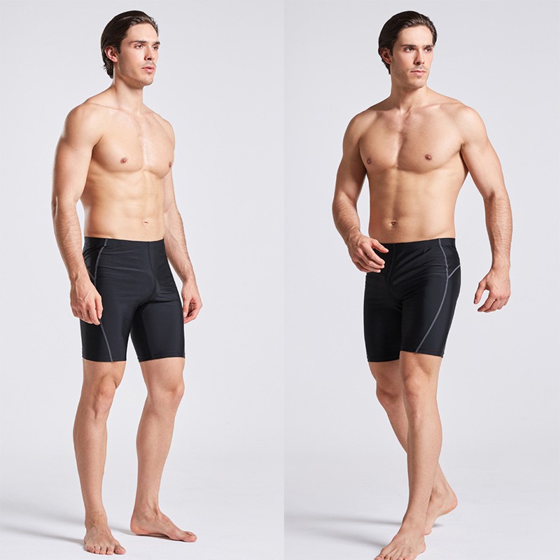 Quần bơi nam lửng form dài trên gối màu đen đơn giản, đồ bơi nam boxer QBL022 | BigBuy360 - bigbuy360.vn