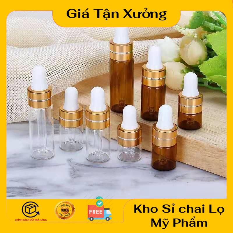 Lọ Chiết Serum ❤ TRÙM SỈ ❤ [2ml,3ml,5ml] Lọ đựng tinh dầu thủy tinh mỏng Khoen vàng chiết mỹ phẩm