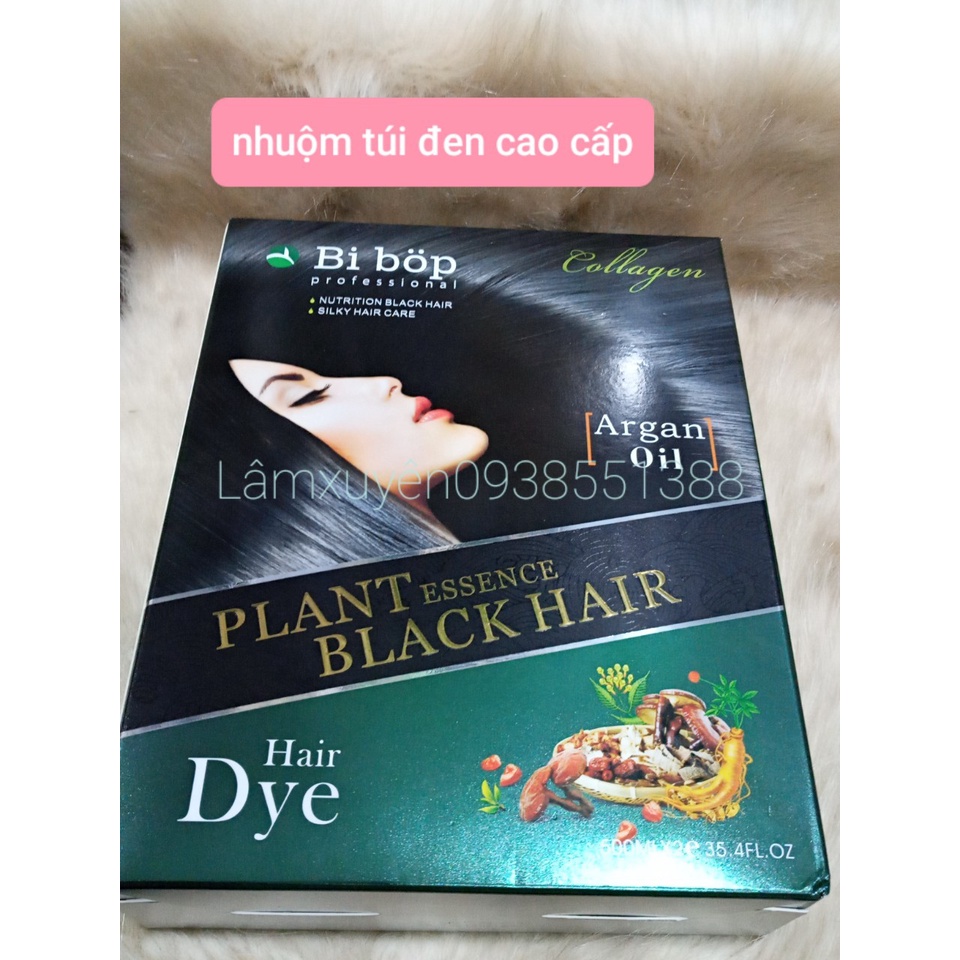 Thuốc nhuộm tóc phủ bạc thảo dượccollagen( cặp 2 túi)Hộp XANH nhanh đều màu bóng mượt tóc,bảo vệ màu tóc bền chuẩn xinh
