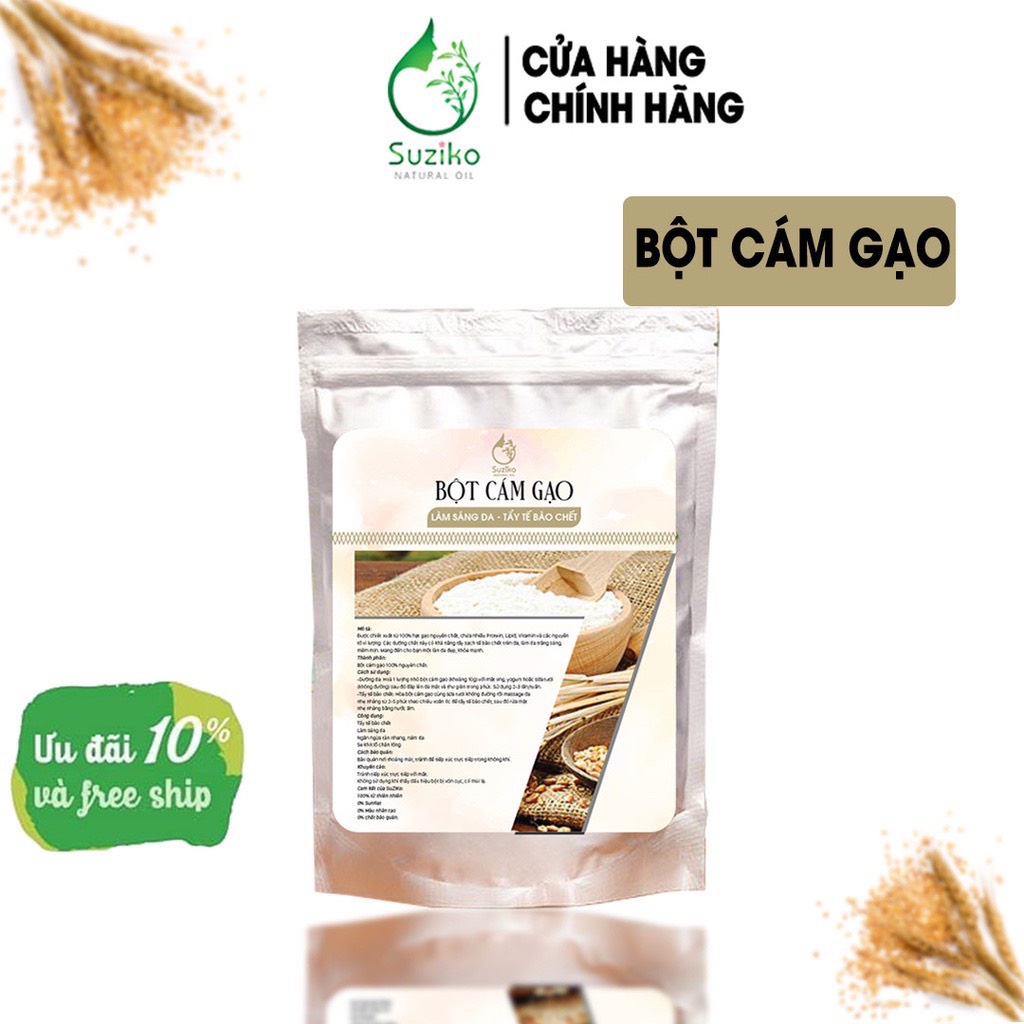 Bột Cám Gạo nguyên chất Suziko đắp mặt nạ hữu cơ 50G | 100% Organic