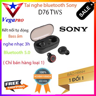 Tai nghe bluetooth Sony TWS- D76 hàng loại 1 Vega Pro Bass trầm Âm thanh sống động Tặng kèm dock sạc Nghe nhạc 3-4h