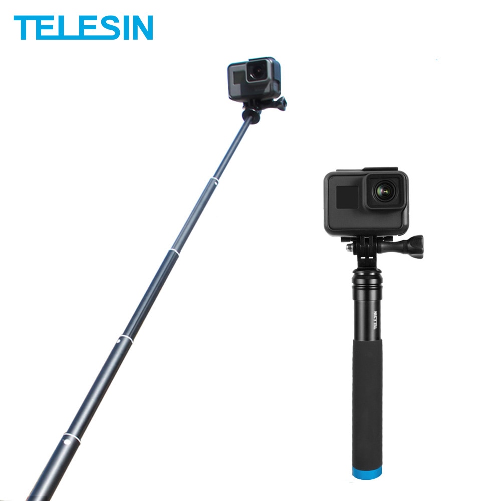 TELESIN, palo telescópico de mano extensible de aleación de aluminio, palo telescópico para GoPro Hero 9 8 7 6 5 OSMO Action Xiaoyi SJCAM Eken